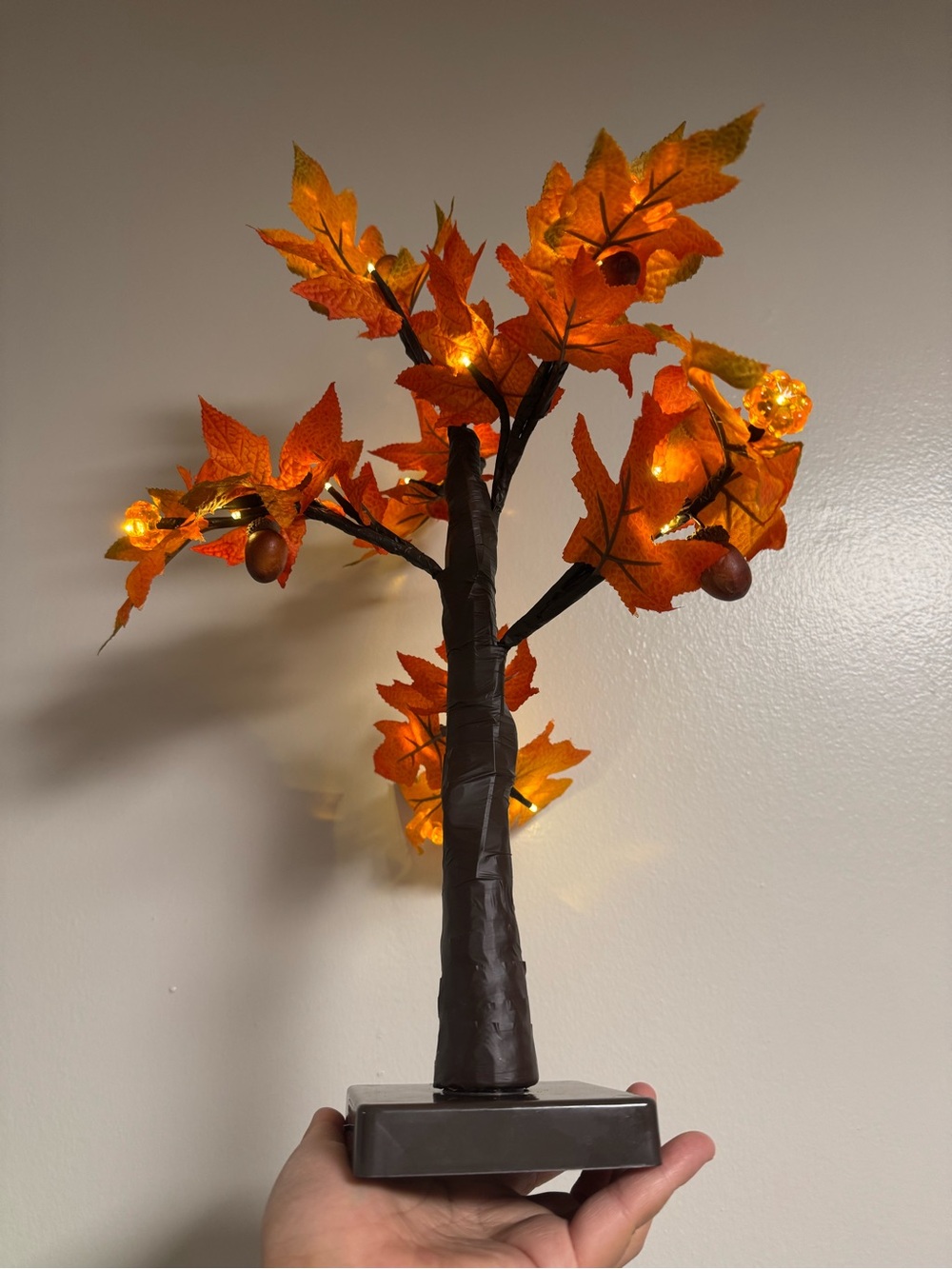 20” Orange Lighted Autumn Maple Tree Decor